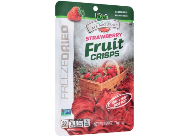 a pouch of brothers strawberry fruit crisps