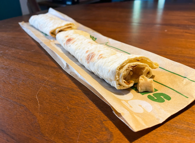 subway chicken and cheese dipper on a table