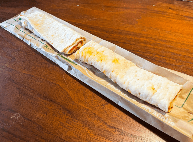 a pepperoni dipper from subway on a table