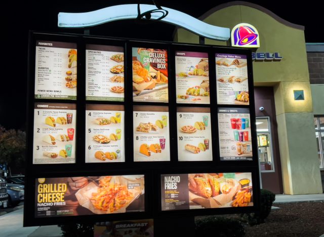 taco bell menu board