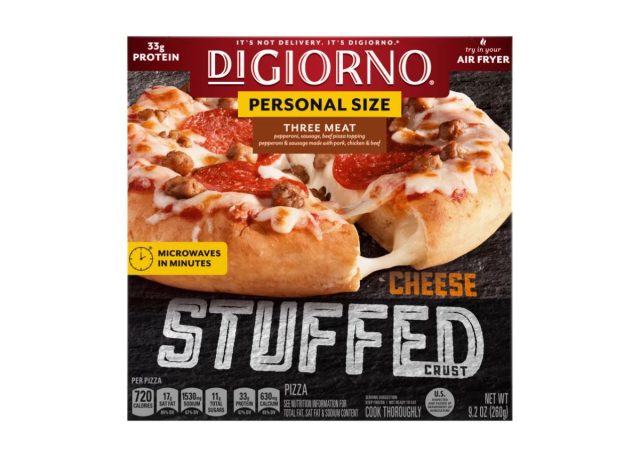 box of DiGiorno Personal Size Stuffed Crust Three Meat Pizza