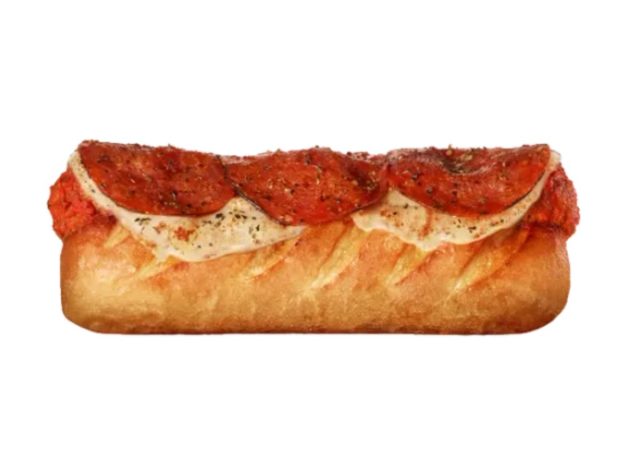 Firehouse pepperoni pizza meatball sub isolated on white background