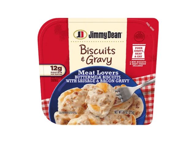 box of Jimmy Dean Biscuits & Gravy meal