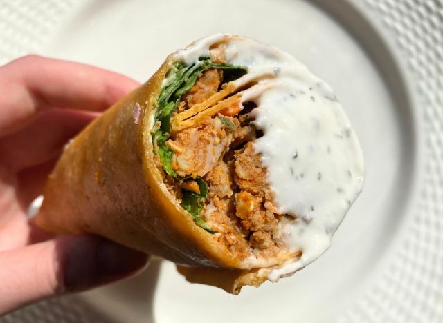 Kirkland Signature Tandoori Chicken Wrap dipped in mint yogurt sauce