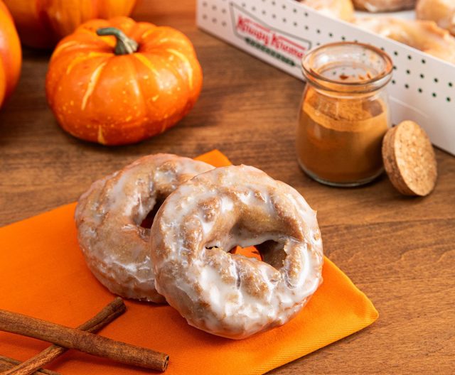 The limited-time Pumpkin Spice Cake Doughnut at Krispy Kreme