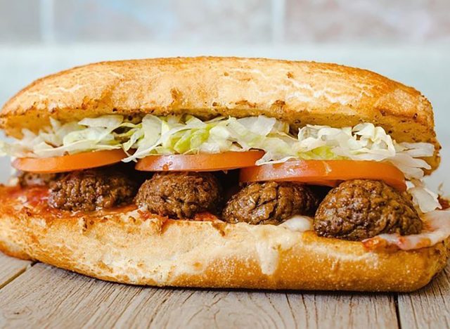 Meatless Mike sandwich made with vegan meatballs from Ike's Sandwich Shop