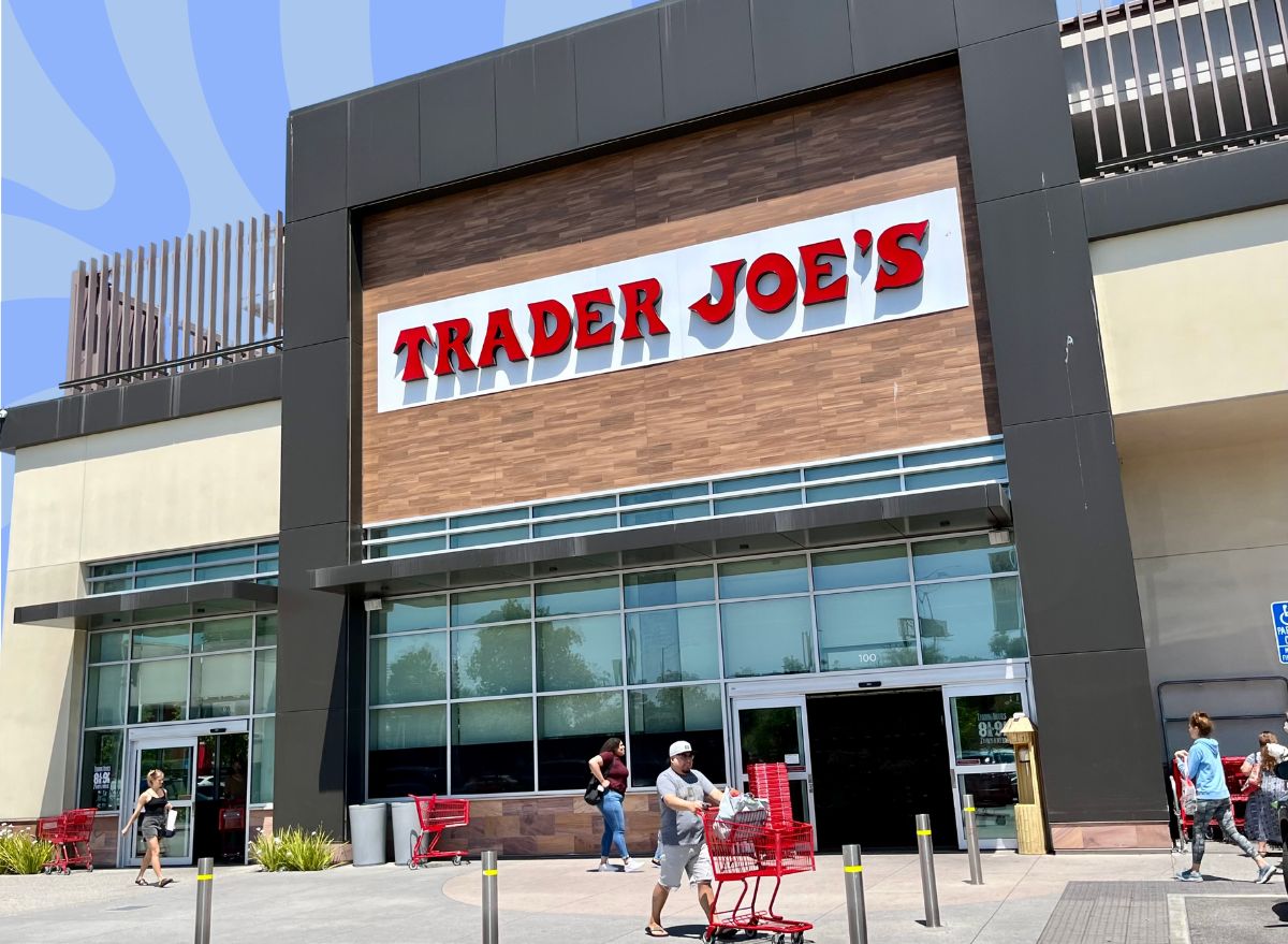 Trader Joe's exterior on blue background