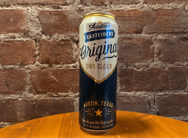 a can of austin eastcider on a table