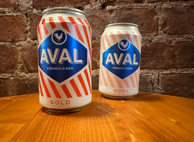 aval cider cans on a table 