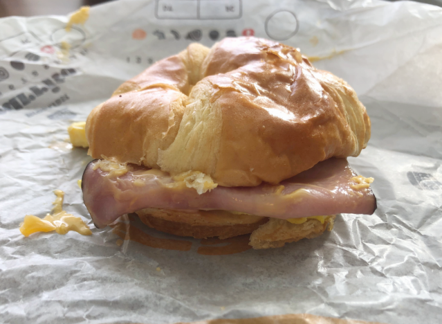 burger king ham and egg on a croissant on a wrapper 