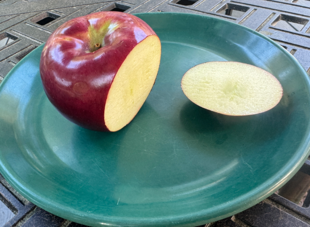 cortland apple cut open on a plate 