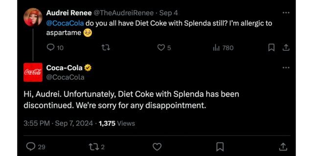 diet coke with splenda discontinuation x post