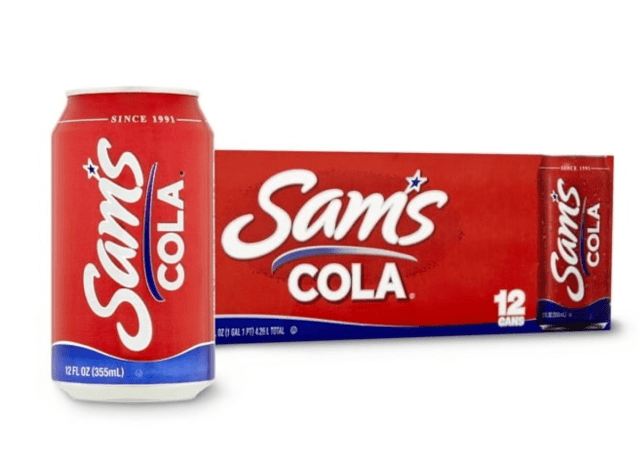 great value sam's cola cans