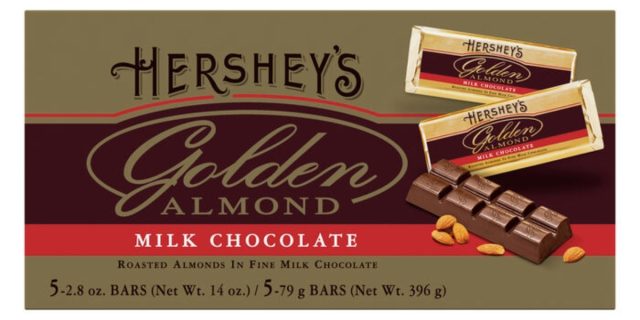 hershey's golden almond milk chocolate with almonds