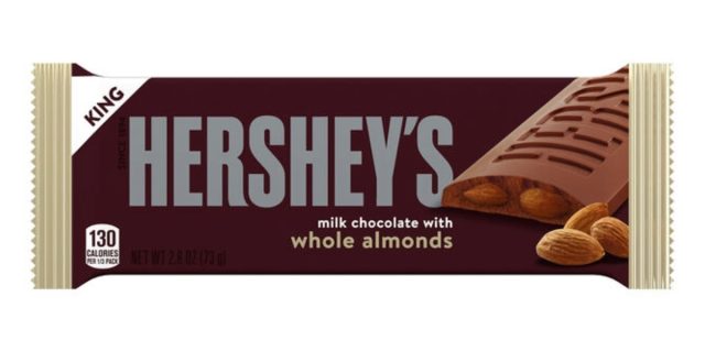 hershey's milk chocolate bar with whole almonds