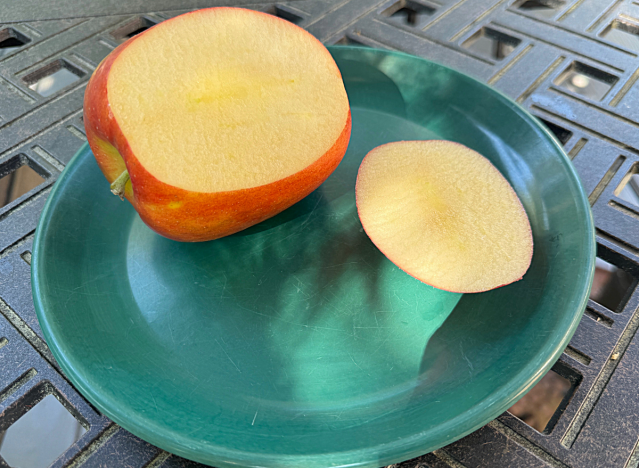 jazz apple cut open on a plate 