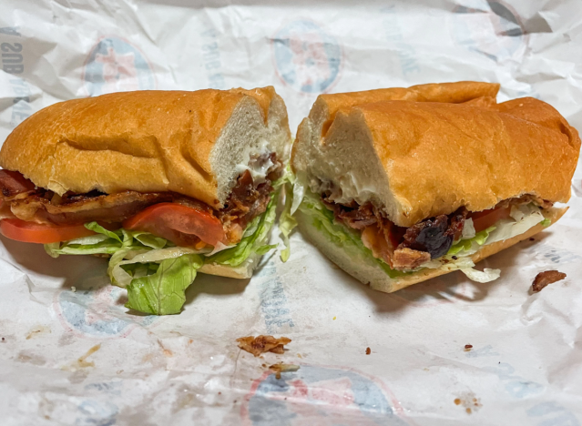 jersey mike's blt cut in half on a wrapper