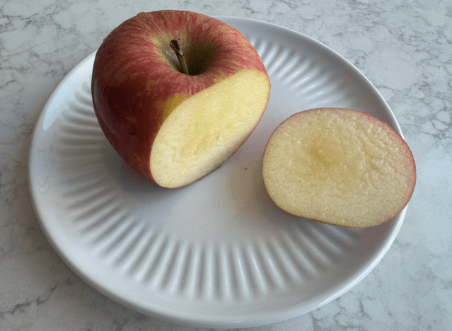 kiku apple cut open on a plate 