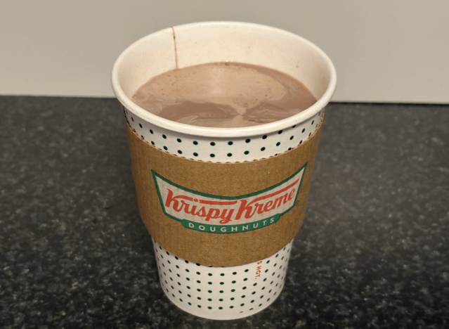 an open cup of krispy kreme hot chocolate 