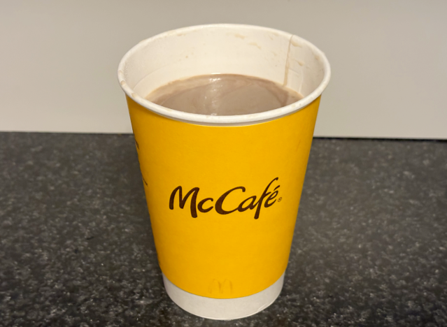 mcdonald's hot chocolate in an open cup