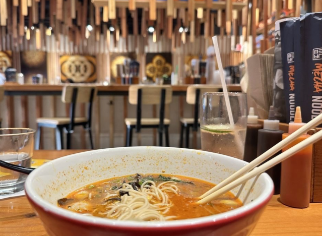 a ramen dish at mecha noodle bar