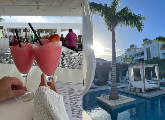 frose drinks at Pink Bar and pool split image at Wymara