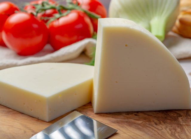 two wedges of provolone cheese