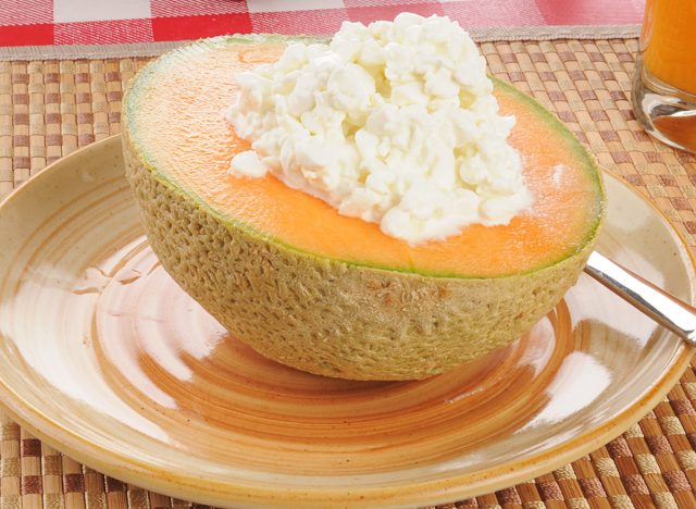 Cantaloupe with cottage cheese