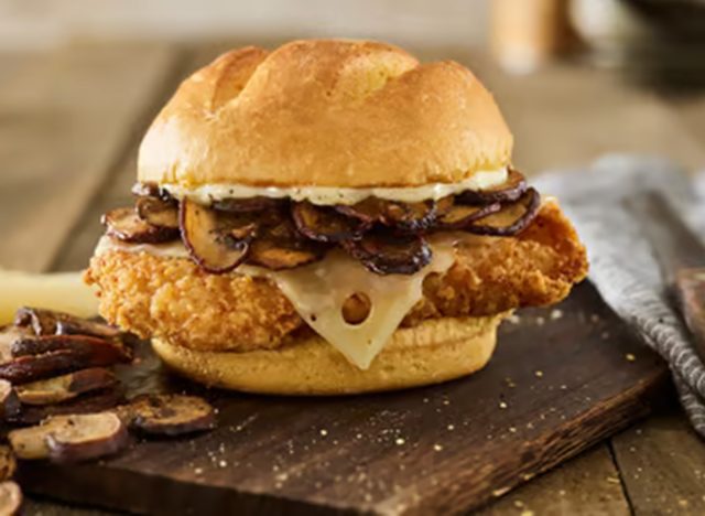 Smashburger's Truffle Mushroom Swiss Crispy Chicken Sandwich 