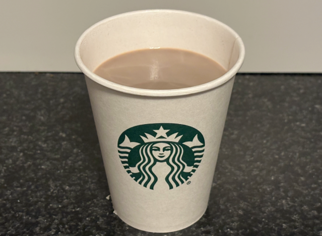 an open cup of starbucks hot chocolate 