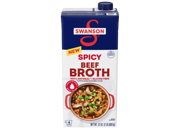 a container of swanson spicy beef broth