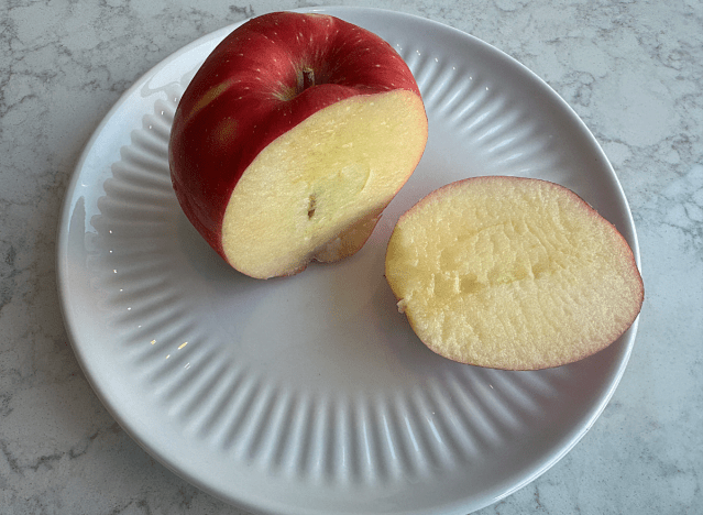 sweeTango apple cut open on a plate 