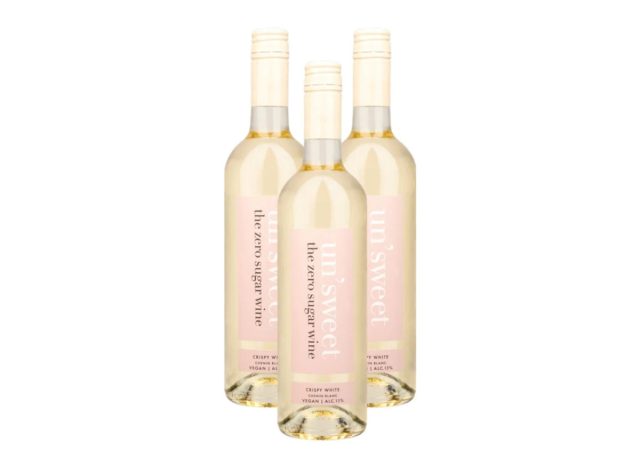 three bottles of un'sweet crispy white wine