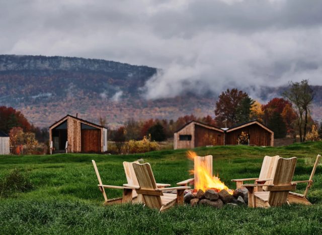 Wildflower Farms fire pit and cabins