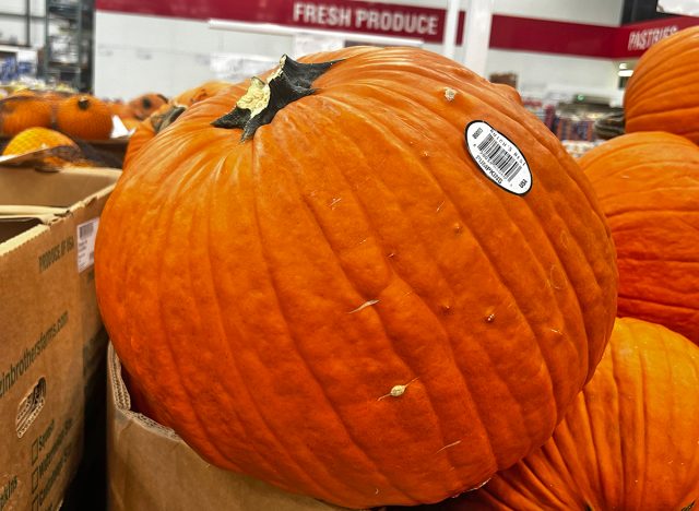 Fresh pumpkins on display at Costco