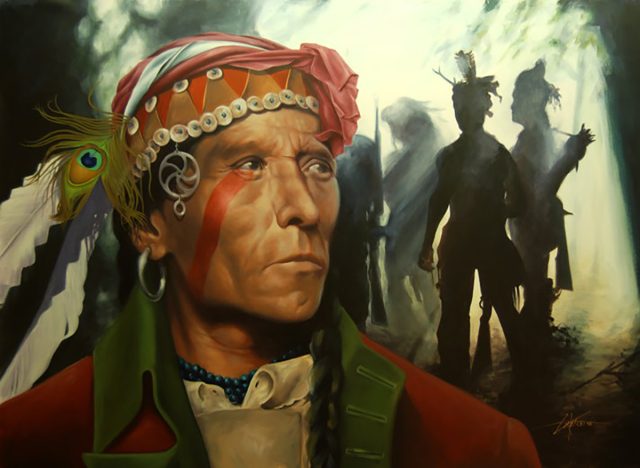 A Native American mural by Texas Roadhouse-commissioned artist David Carter