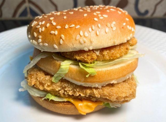 McDonald's Chicken Big Mac on white plate