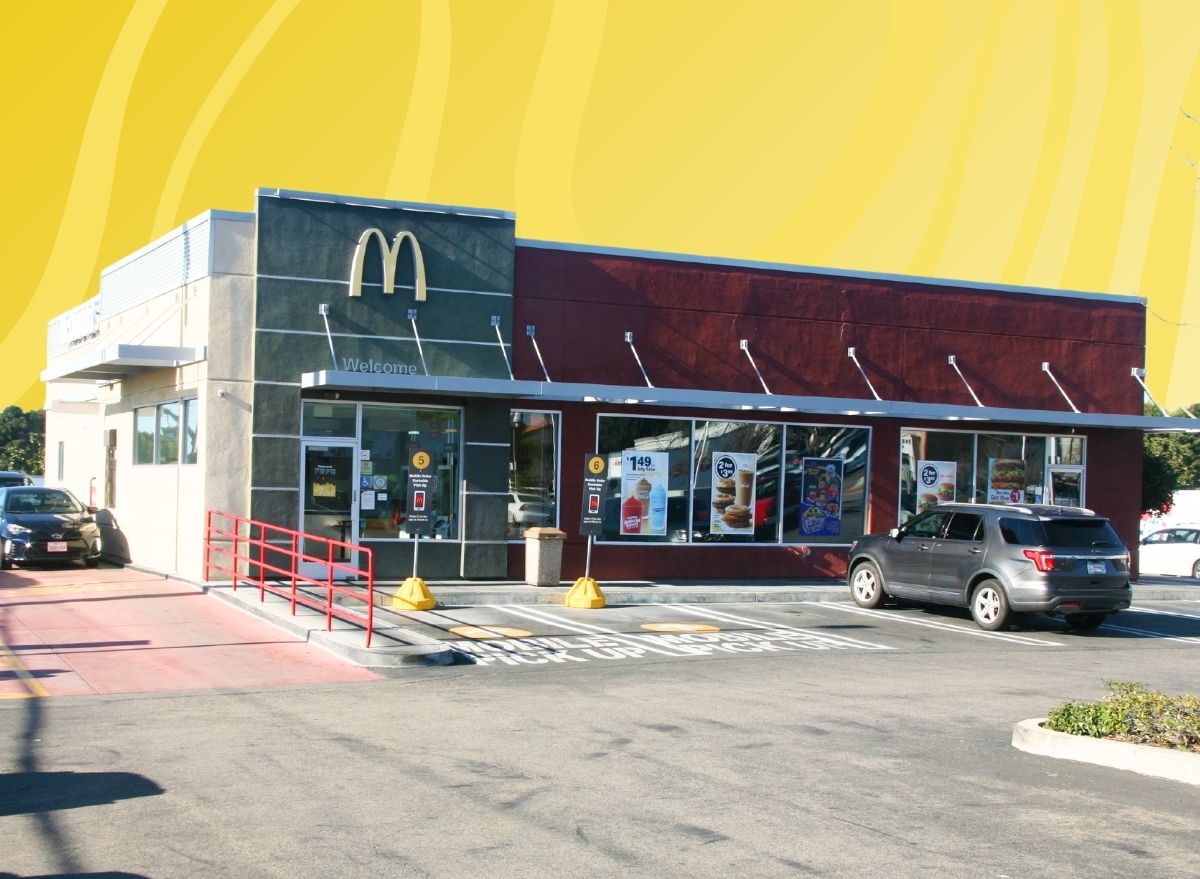 McDonald's storefront set on patterned yellow background