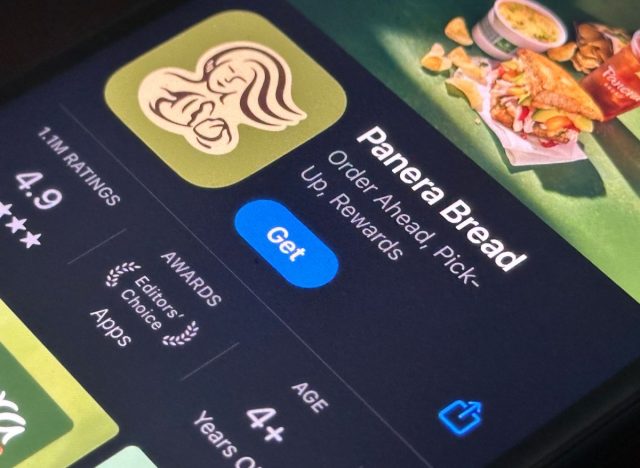 Panera app shown on phone app store