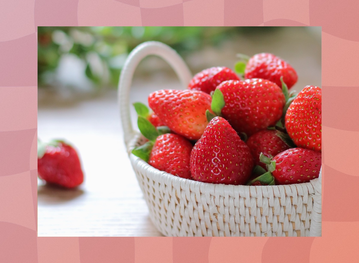 white basket full of fresh strawberries