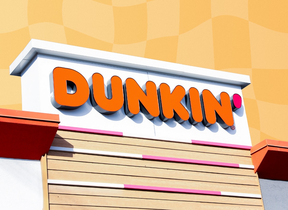 exterior of Dunkin' on yellow backdrop