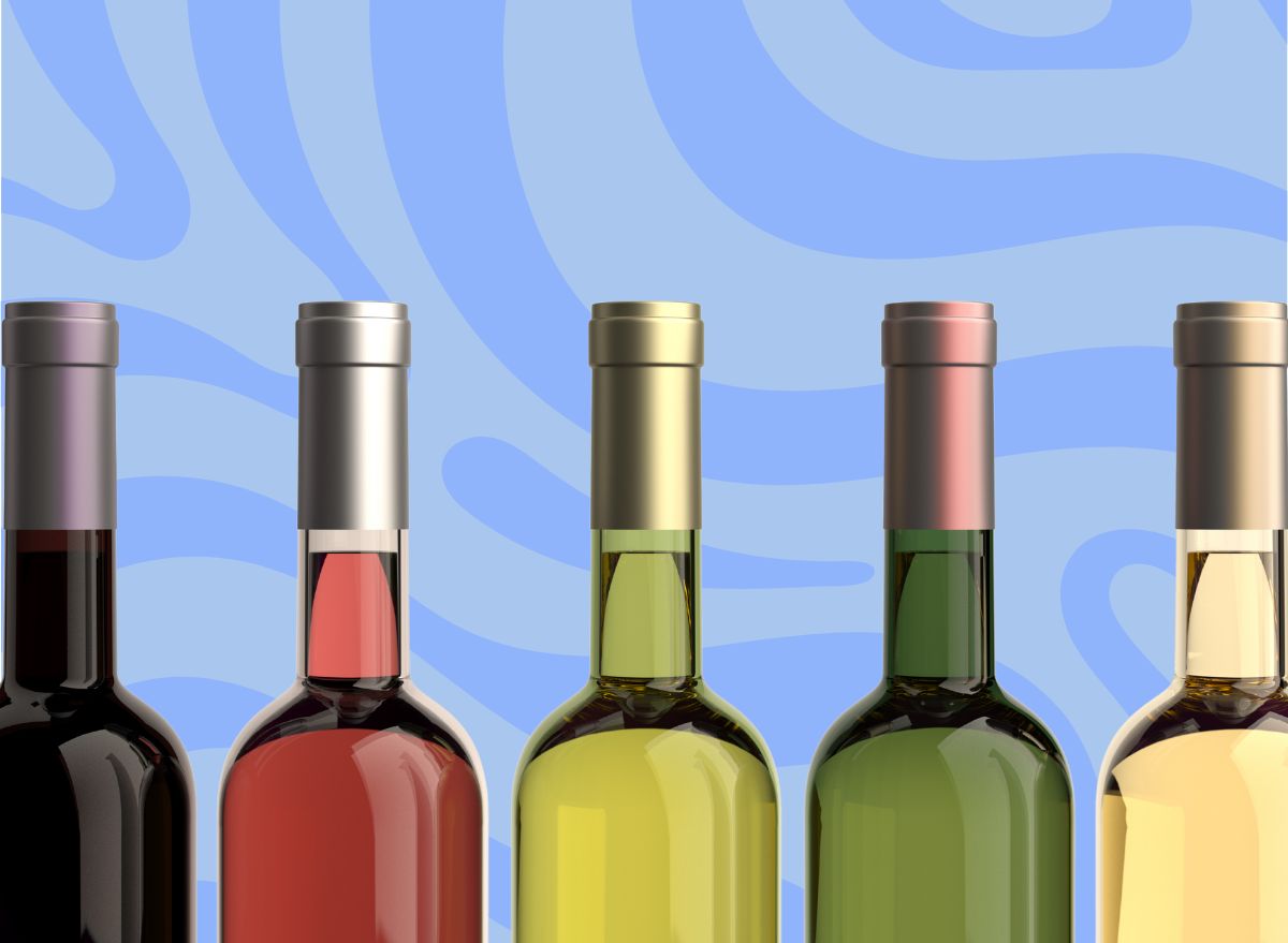 Generic wine bottles on a blue graphic background