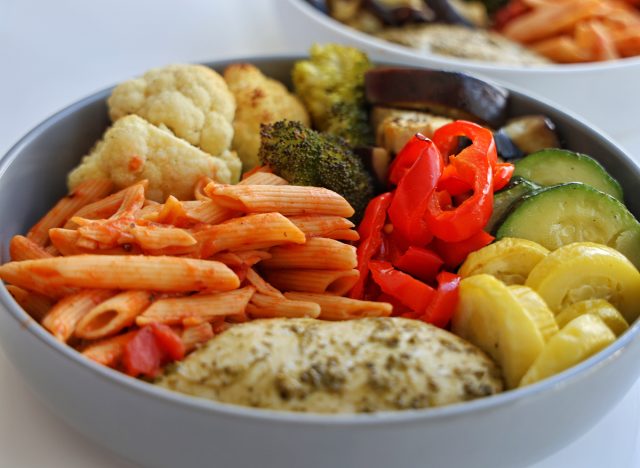 High-Protein Chicken with Roasted Vegetables and Pasta