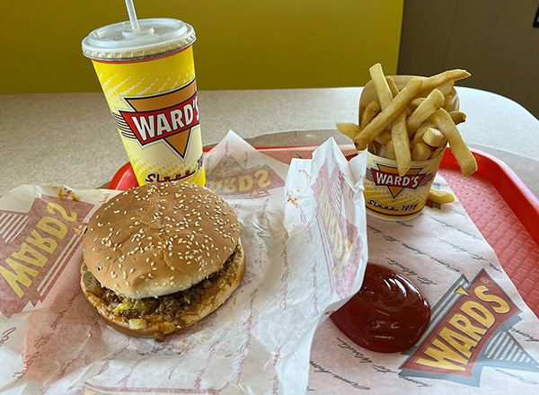 Ward's Big One Burger with fries