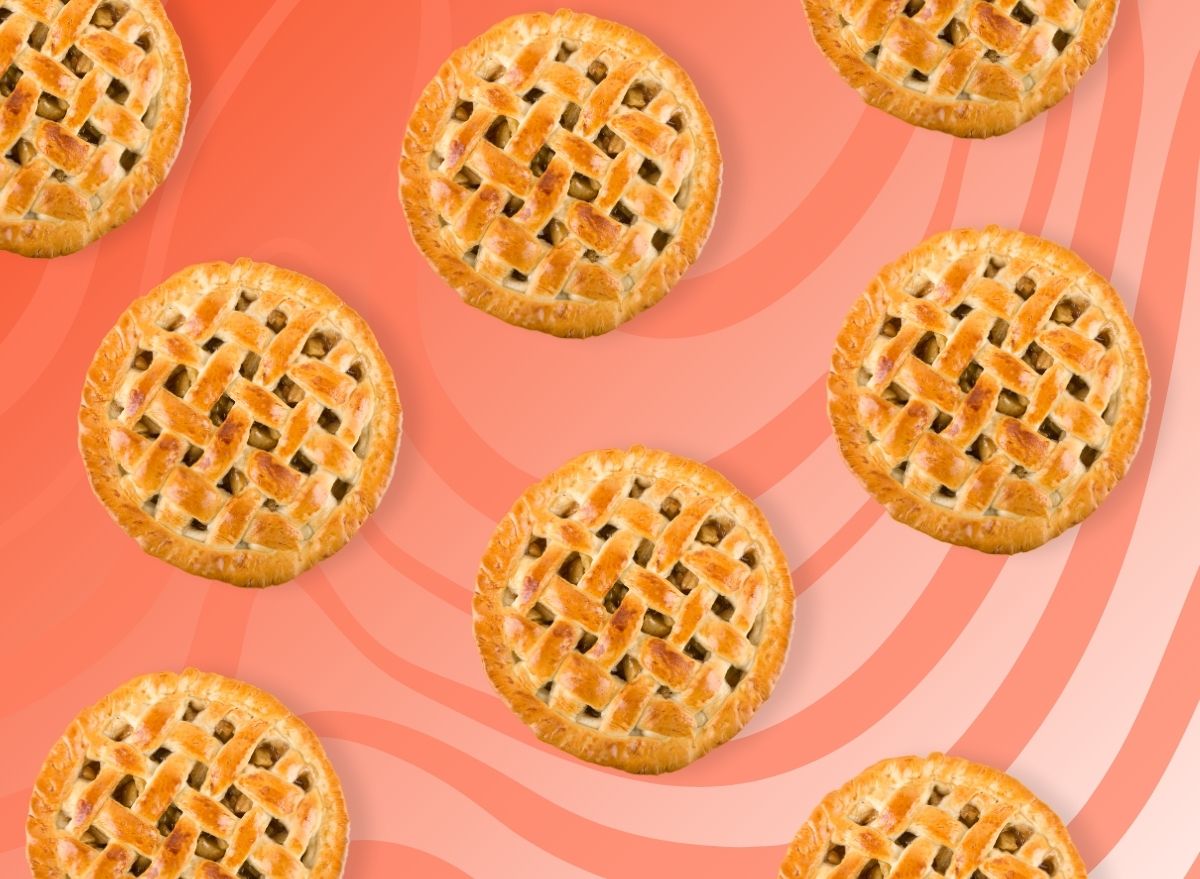 Apple pie collage on a graphic background