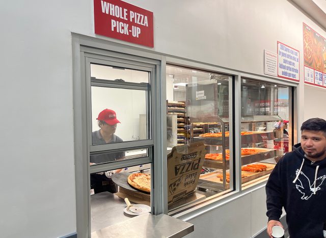 The new whole pizza pick-up window at Costco in Brooklyn, N.Y.