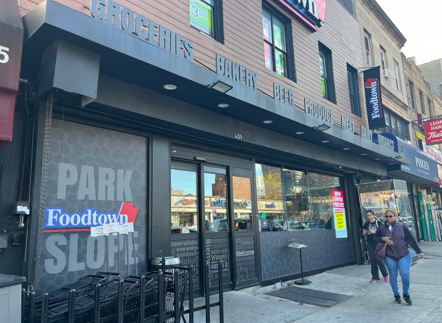 The storefront of a Foodtown supermarket in Brooklyn, N.Y,