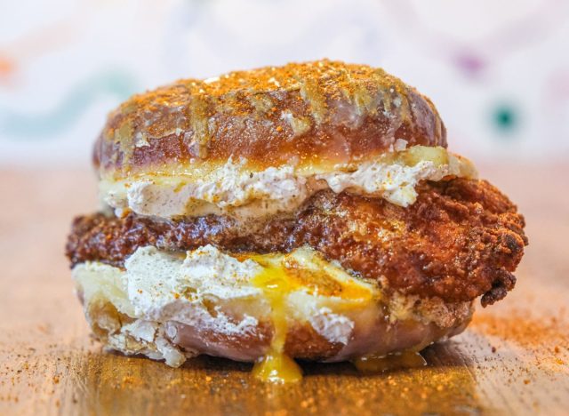 Fry the Coop Biscoff Pocket Donut Hot Chicken Sandwich