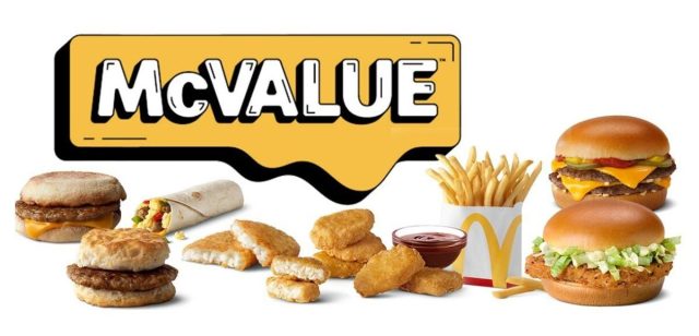 McDonald's McValue menu items on white background