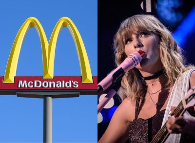 McDonald's sign next to Taylor Swift performing